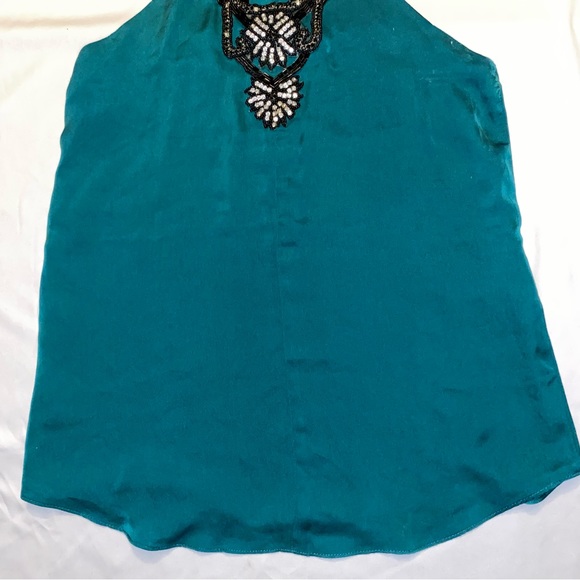 Teal High Neck Beaded Gemstone Tank Top - Picture 4 of 4